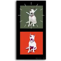 Coloray Küchenuhr Bürouhr Leinwand Uhr 30x60 Pop Stil weißen Bull Terrier Hundes - weiße Hände