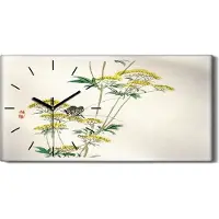 Coloray Dekor Leinwand Uhr Wandbilder 60x30 Malerei Asiatische Zweige Blumen Kunst - schwarze Hände
