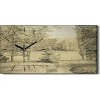 Coloray Wohnzimmer-Bild Leinwand Uhr Geräuschlos 60x30 Malerei Wald Bäume Wasser Kunst - schwarze Hände