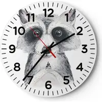ARTTOR Wanduhr - Rund - Glasuhr - Waschbär Bild Kinder - 40x40cm - Schleichendes Uhrwerk - Lautlos - zum Aufhängen bereit - Dekoration Modern - Wanddekoration aus Glas - C4AR40x40-4607