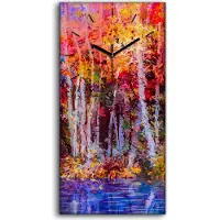 Coloray Küche Wohnzimmer Wand Leinwand Uhr Geräuschlos 30x60 Bunte Bäume Kunst Malerei - schwarze Hände