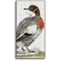 Coloray Wandbild Leinwand Bilder mit Uhr 30x60 Zeichnung Tier Vogel Ente Kunst - weiße Hände