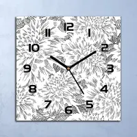 Coloray Wanduhr Echt-Glas-Küchenuhr Graphit Dahlien Quarz Lautlos 30x30 Deko Bilder