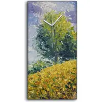 Coloray Küchenuhr Bürouhr Leinwand Uhr 30x60 Malerei Hügel Wiese Bäume Himmel Wolken - weiße Hände