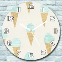 Coloray Wanduhr aus Glas Rund fi 30 Eiscreme-Kegel Quarz Deko Wohnzimmer Büro