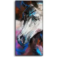 Coloray Küche Wohnzimmer Wand Leinwand Uhr 30x60 Wand Kunst Bild Lackierung Pferd bunte - schwarze Hände