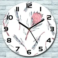 Coloray Wanduhr aus Glas Rund fi 30 Proteablumen Quarz Deko Wohnzimmer Büro