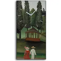 Coloray Küchenuhr Bürouhr Leinwand Uhr Geräuschlos 30x60 Gemälde Park Paare Bäume Kunst - weiße Hände