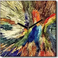 Coloray Uhr auf Leinwand 30x30 cm Wand Uhr Dekoration Wohnzimmer Segeltuch schwarze Hände -Abstraktion Aquarell