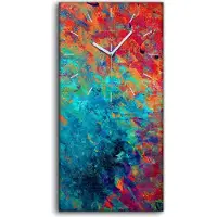 Coloray Wandbild Leinwand Bilder Wanduhr Quarz 30x60 abstrakte farbenfrohe Abstraktion - weiße Hände