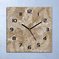 Coloray Wanduhr Echt-Glas-Küchenuhr Elegante Blätter Quarz Lautlos 30x30 Deko Bilder