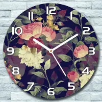 Coloray Wanduhr aus Glas Rund fi 30 Vintage Blumen Quarz Deko Wohnzimmer Büro