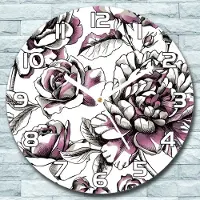 Coloray Wanduhr aus Glas Rund fi 30 Rosen Elegant Quarz Deko Wohnzimmer Büro