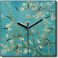 Coloray Uhr auf Leinwand 30x30 cm Wand Uhr Dekoration Wohnzimmer Segeltuch schwarze Hände -Van Gogh Vintage.