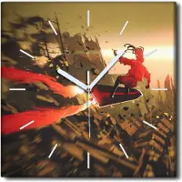 Coloray Uhr auf Leinwand 30x30 cm Wand Uhr Dekoration Wohnzimmer Segeltuch weiße Zeiger -Sonnenuntergang Serfer.