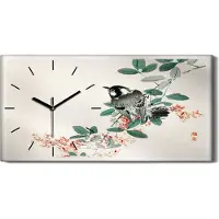Coloray Leinwand Wanduhr Wandkunst Uhr 60x30 Malerei Asiatische Zweige Tier Vogel Kunst - schwarze Hände
