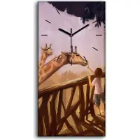 Coloray Dekor Leinwand Uhr Wandbilder 30x60 Gemälde Abstrakte Tiere Eichhörnchen Giraffe - schwarze Hände