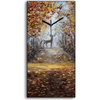 Coloray Dekor Leinwand Uhr Wandbilder Geräuschlos Kunstdruck 30x60 Hirsch im Park - schwarze Hände