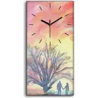 Coloray Leinwand Uhr Küche Wohnzimmer Bild Geräuschlos 30x60 Kunst Gemälde Paar Bunt - schwarze Hände