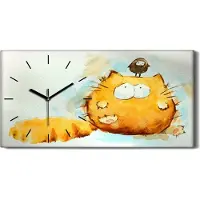 Coloray Leinwand Wanduhr Wandkunst Uhr 60x30 Malerei Abstrakte Tiere Vogel Katze Kunst - schwarze Hände