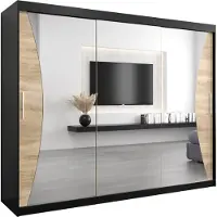 MEBLE KRYSPOL Kleiderschrank, Schiebetürenschrank Schlafzimmer, Schrank mit Spiegel MONACO 250 cm