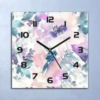 Coloray Wanduhr Echt-Glas-Küchenuhr Garten Blumen Quarz Lautlos 30x30 Deko Bilder