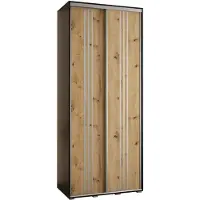MEBLE KRYSPOL Cannes 6 Schrank mit 2 Schiebetüren - 205,2x120x45 cm - Schwarz Artisan Silber