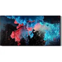 Coloray Dekor Leinwand Uhr Wandbilder Geräuschlos 60x30 Malerei Abstrakte Kunst - schwarze Hände