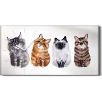 Coloray Leinwand Uhr Küche Wohnzimmer Bild Geräuschlos 60x30 Malen von Tieren Katzen - weiße Hände