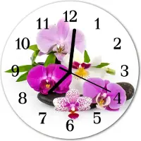 Tulup Glasuhr Wanduhr Küchenuhr Echt-Glas 30fi cm Orchidee violett