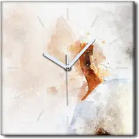 Coloray Uhr auf Leinwand 30x30 cm Wand Uhr Dekoration Wohnzimmer Segeltuch weiße Zeiger -Jack Russell Aquarell