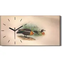 Coloray Wanduhr Bürouhr Leinwand Bild Geräuschlos 60x30 Vögel Wild Tiere Zeichnung Kunst - schwarze Hände