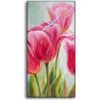 Coloray Küche Wohnzimmer Wand Leinwand Uhr 30x60 Wand Kunst Bild Blumen Tulpen Malerei - weiße Hände