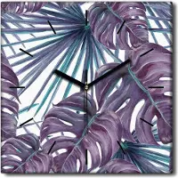 Coloray Uhr auf Leinwand 30x30 cm Wand Uhr Dekoration Wohnzimmer Segeltuch schwarze Hände -Exotischer Dschungel