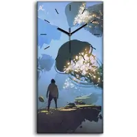 Coloray Küche Wohnzimmer Wand Leinwand Uhr 30x60 Malerei Abstrakte Kunst Quallen - schwarze Hände