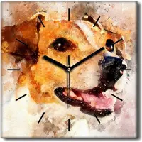 Coloray Uhr auf Leinwand 30x30 cm Wand Uhr Dekoration Wohnzimmer Segeltuch schwarze Hände -Jack Russell Dog.