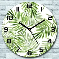 Coloray Wanduhr aus Glas Rund fi 30 Exotische Blätter Quarz Deko Schlafzimmer Büro