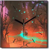 Coloray Uhr auf Leinwand 30x30 cm Wand Uhr Dekoration Wohnzimmer Segeltuch schwarze Hände -Baby Fantasy Bridge