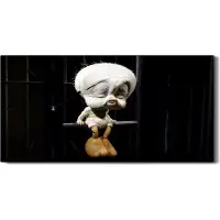 Coloray Dekor Leinwand Uhr Wandbilder Geräuschlos Kunstdruck 60x30 Alter Tweety Vogel - schwarze Hände