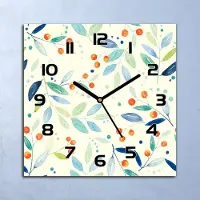 Coloray Wanduhr Echt-Glas-Küchenuhr Vogelbeere Aquarell Quarz 30x30 Deko Bilder