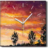 Coloray Hodiny Unikátní 30x30 cm Tiché hodiny Pro obývací pokoj a kuchy Nástnné hodiny Plátno erné ruiky hodin - Stromy nebe