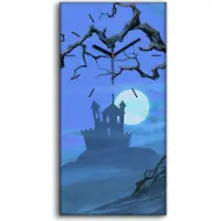 Coloray Dekor Leinwand Uhr Wandbilder 30x60 Gemälde Abstrakte Baum Schloss Mond Kunst - schwarze Hände
