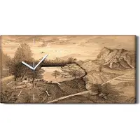 Coloray Wanduhr Uhr Wandbild Leinwand 60x30 Malerei Wald Bäume Zeichnung Kunst - weiße Hände