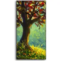 Coloray Küchenuhr Bürouhr Leinwand Uhr 30x60 Herbst Baum auf sonnigen Berghängen - schwarze Hände