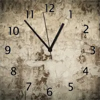 Wallario Design Wanduhr Alte schmutzige Wand aus Beton mit abblätternder Farbe aus Echtglas, Größe 30 x 30 cm