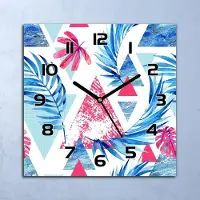 Coloray Wanduhr Echt-Glas-Küchenuhr Abstrakte Blätter Quarz Lautlos 30x30 Deko Bilder