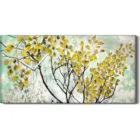 Coloray Wandbild Leinwand Bilder Wanduhr 60x30 Malerei Baum Zweige Blätter Kunst - weiße Hände