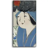 Coloray Leinwand Wanduhr Wandkunst Uhr 30x60 Malerei Asiatischer Frauen Kimono Blätter - schwarze Hände