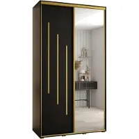 MEBLE KRYSPOL Cannes 9 Schrank mit 2 Schiebetüren - 205,2x130x60 cm - Schwarz Schwarz Gold