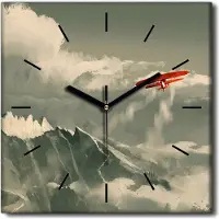 Coloray Uhr auf Leinwand 30x30 cm Wand Uhr Dekoration Wohnzimmer Segeltuch schwarze Hände -Flugzeugkunstberge.